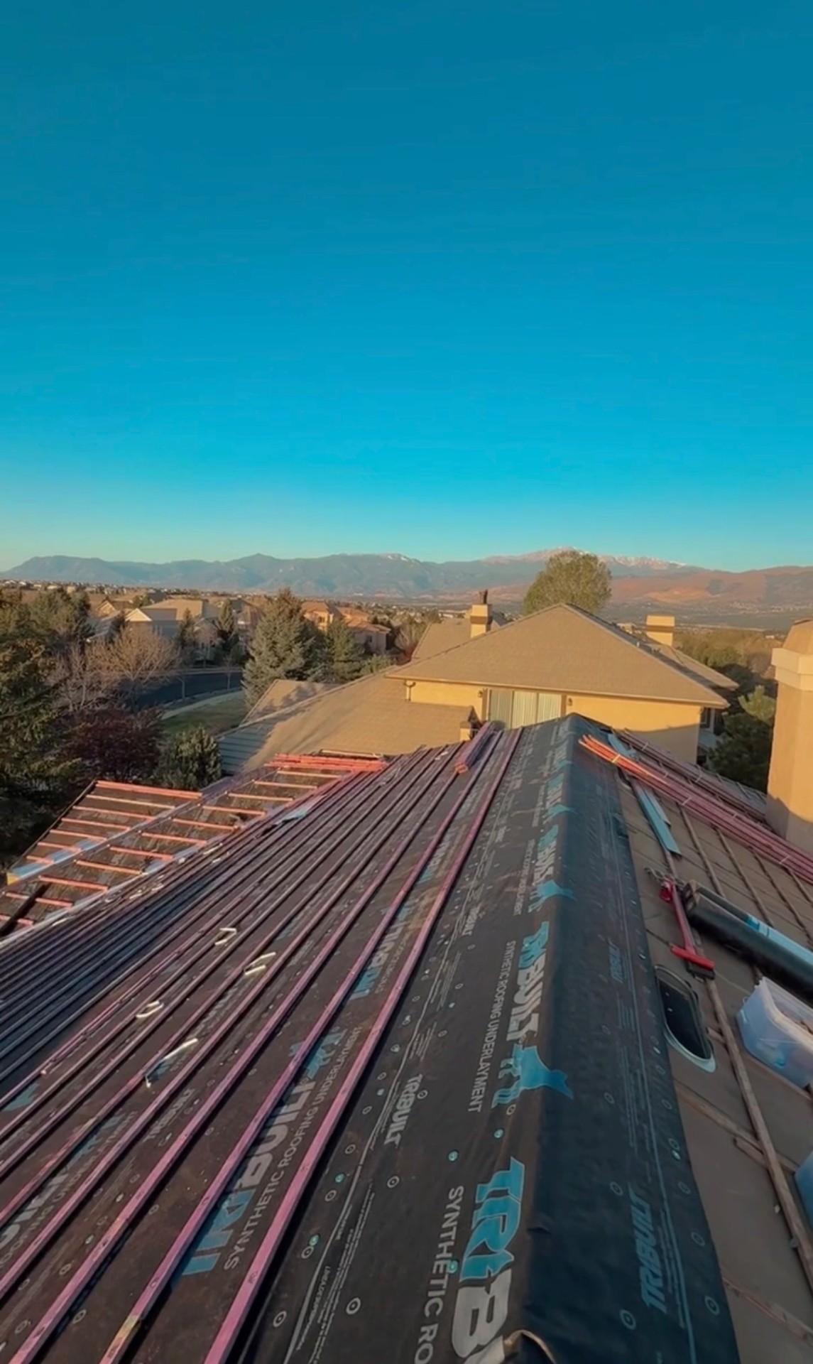 Underlayment install with mountain views in Greenwood Village